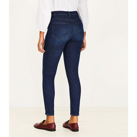 Loft Modern Skinny Button Front High-Rise‎ Dark Wash Jeans NWOT 27 Size 4 - Picture 14 of 14